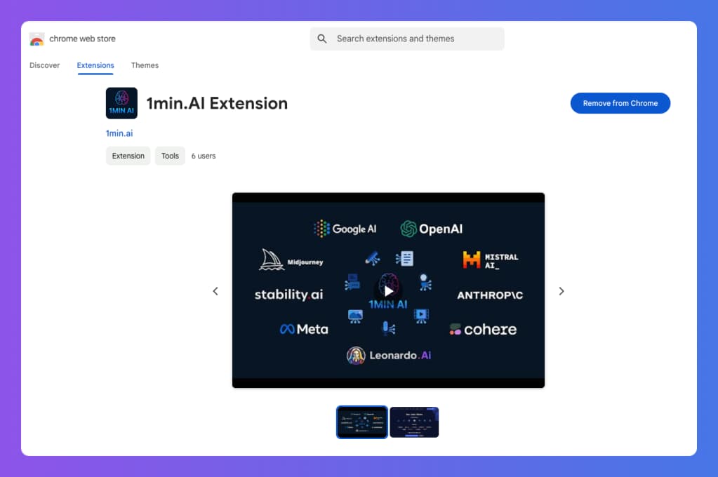 1minai browser chrome extension