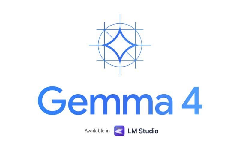 Gemma 4 logo with a blue geometric design, indicating availability in LM Studio.