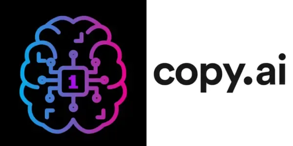 copy.ai logo featuring a stylized brain with a circuit chip and the text copy.ai.