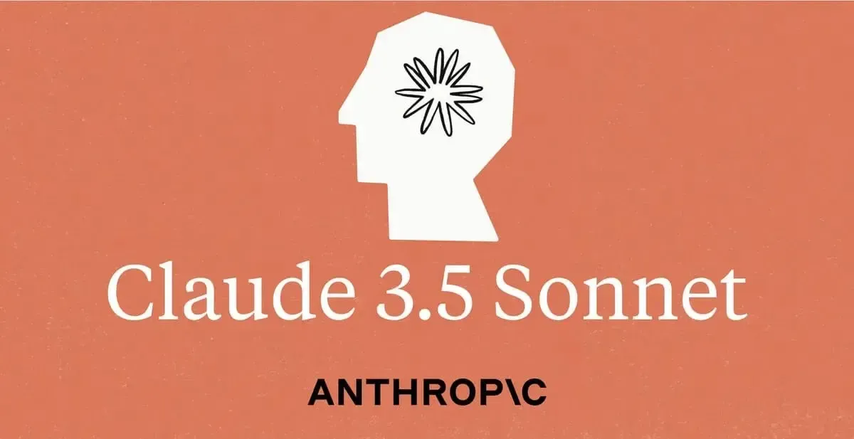 White head silhouette with star, text "Claude 3.5 Sonnet" and "ANTHROPIC" on orange background.