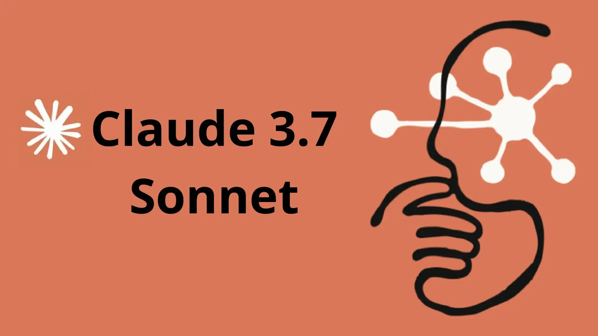 Claude 3.7 Sonnet logo with a white asterisk and abstract profile graphic.