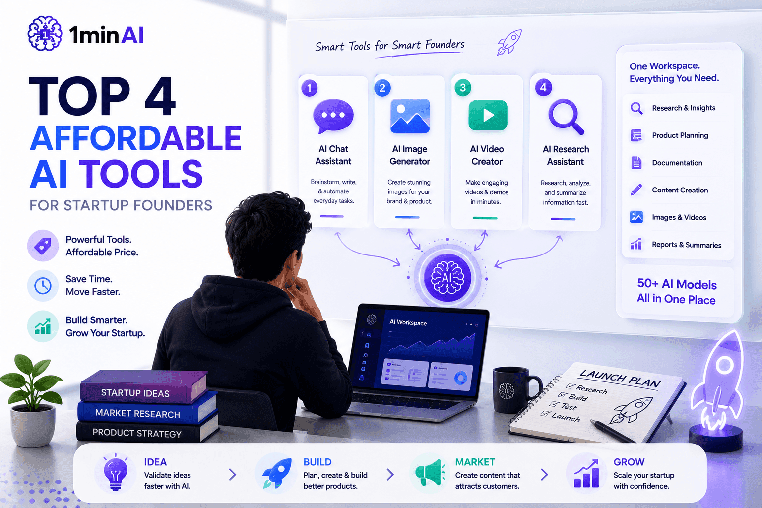 Top 4 affordable AI tools for start up founders