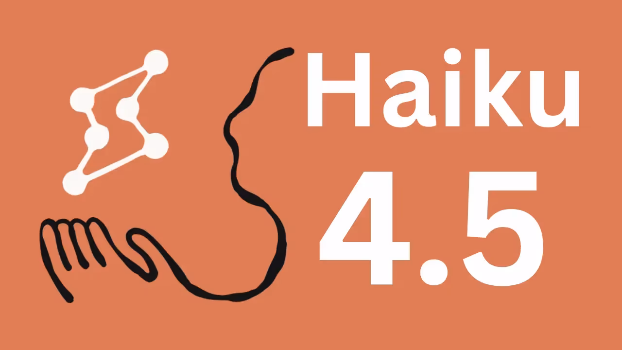 Haiku 4.5 text with a stylized logo depicting a face, hand, and connected network dots.