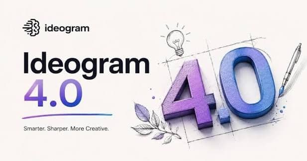 Ideogram 4.0 logo, tagline 'Smarter. Sharper. More Creative.' with creative design elements.