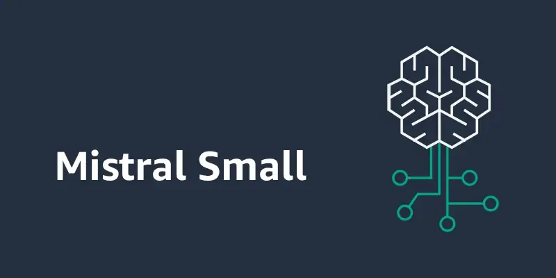 Mistral Small text with a stylized brain connected to a circuit board, representing AI.