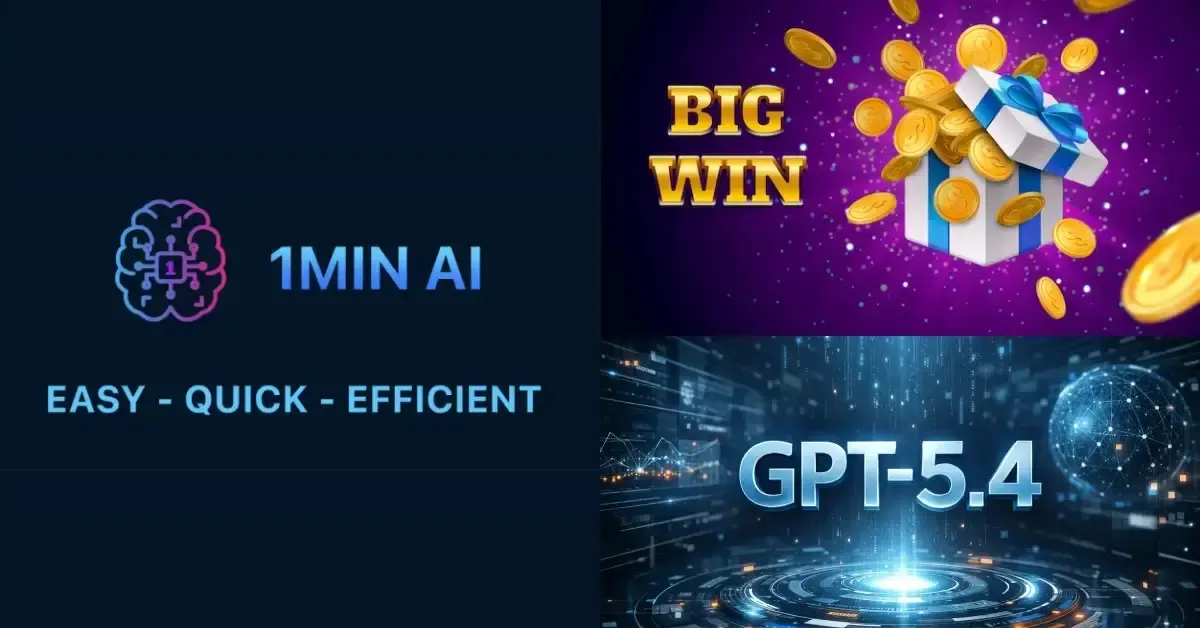1MIN AI logo with a stylized brain icon and the slogan 'EASY - QUICK - EFFICIENT'.