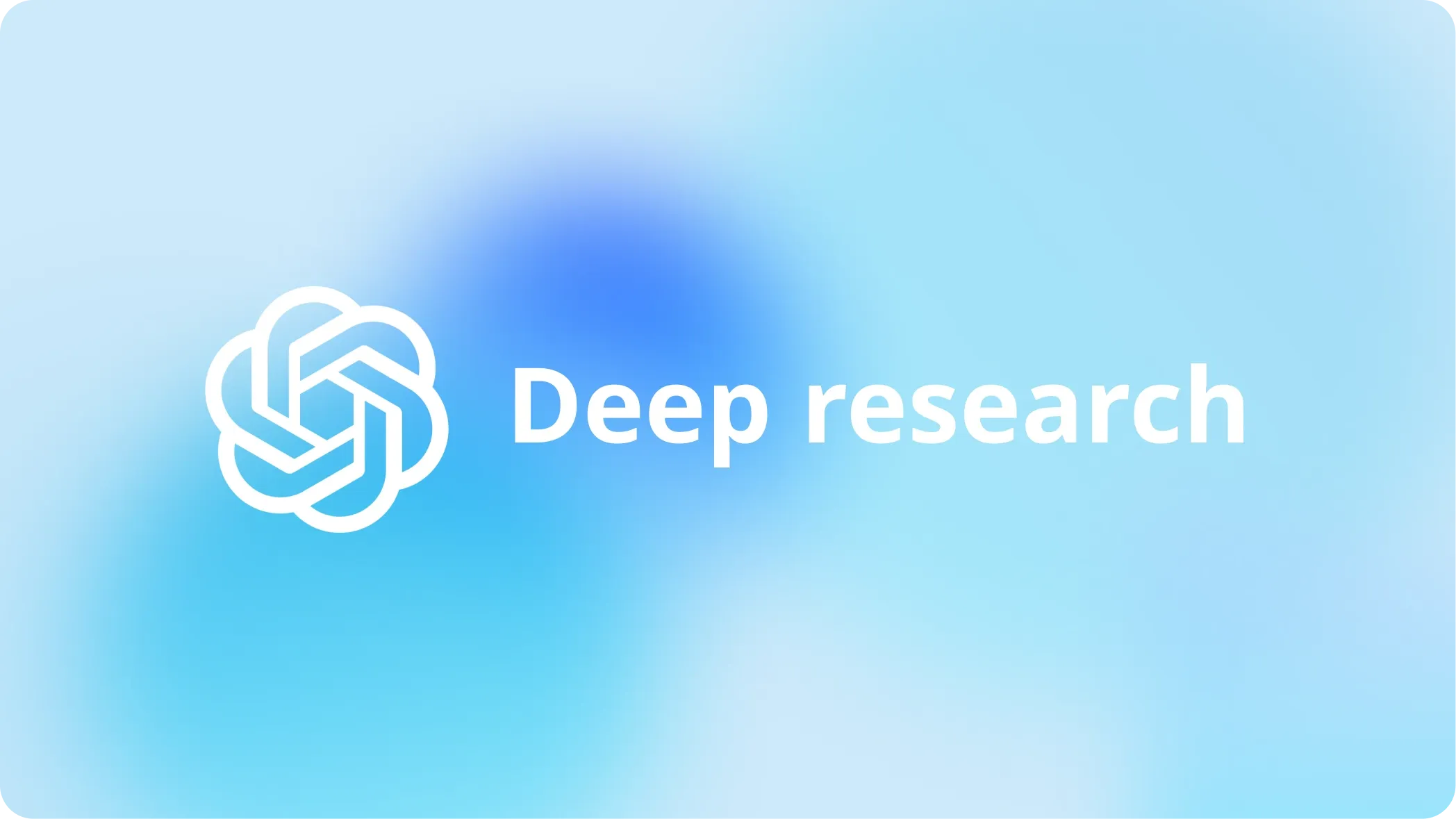 A white stylized logo next to the text 'Deep research' on a blue gradient background.