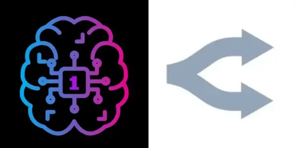 Stylized brain with circuit board and '1' next to diverging arrows icon.