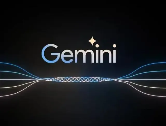 The Gemini logo features the word 'Gemini' with a sparkling star and glowing wavy lines.