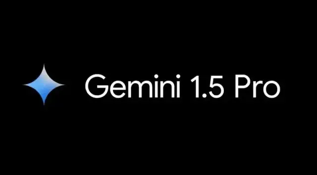 A blue sparkling icon alongside the white text 'Gemini 1.5 Pro' on a black background.