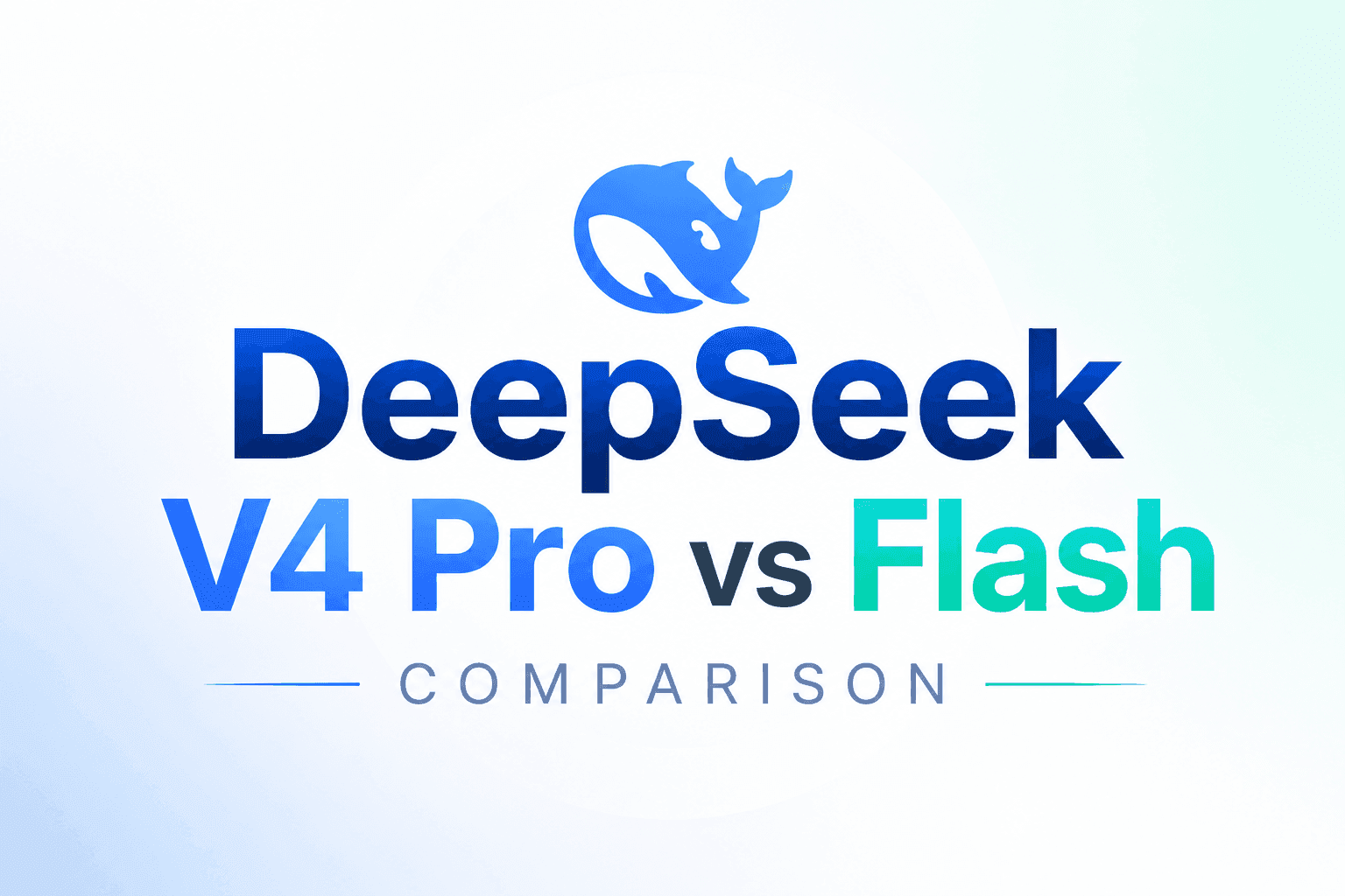 Logo and text indicating a comparison between DeepSeek V4 Pro and Flash.