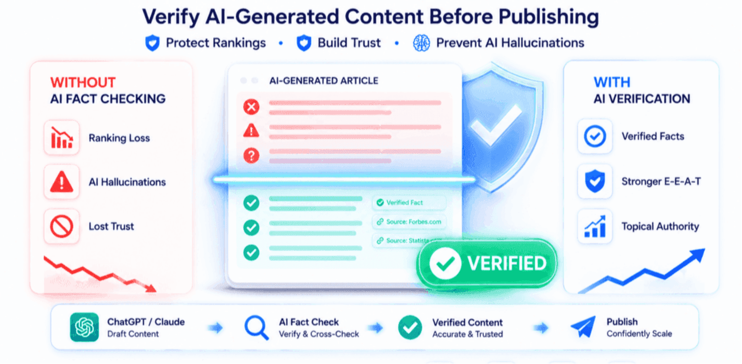 AI fact checking workflow to verify AI-generated content.
