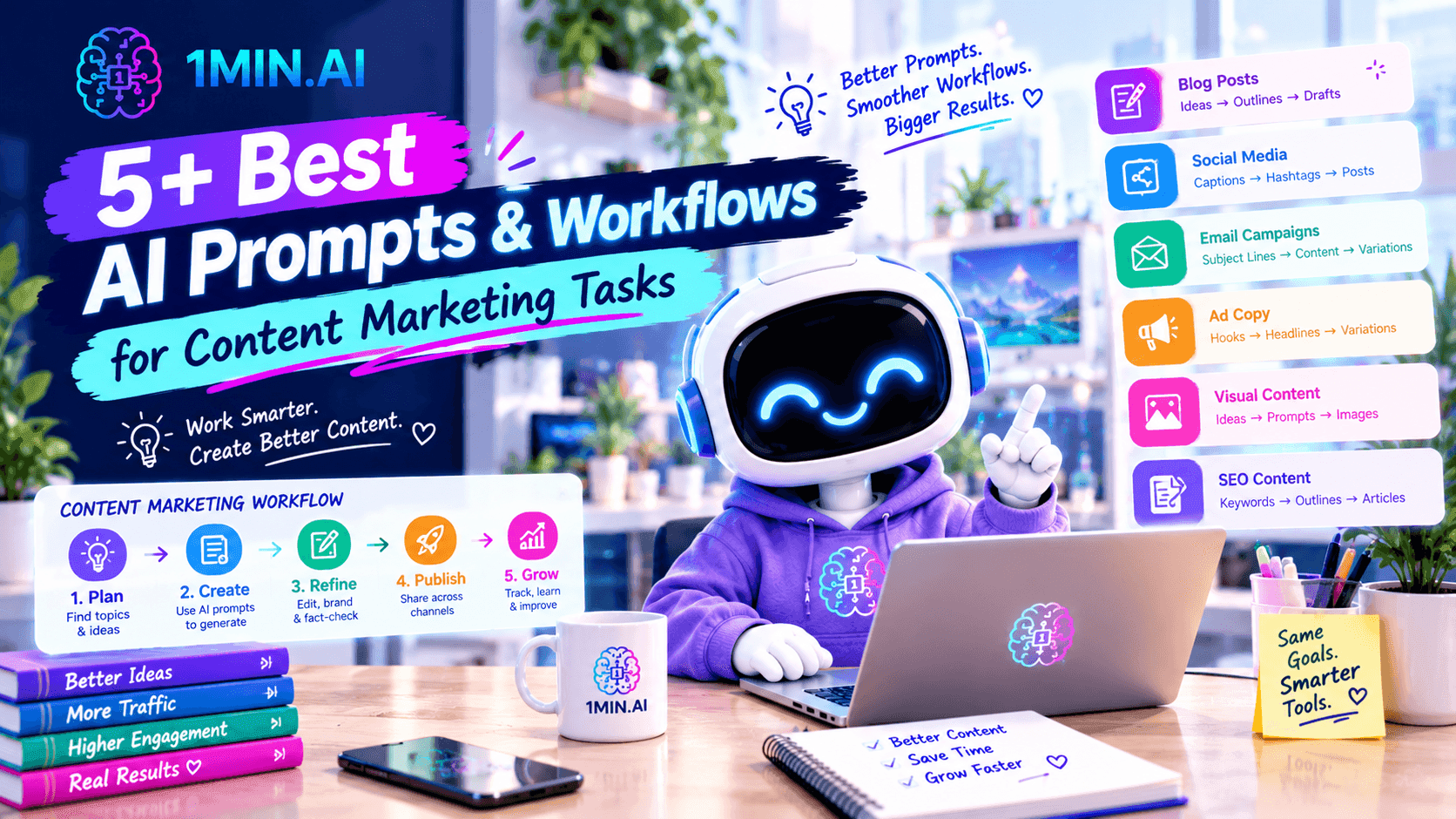 5+ Best AI Prompts & Workflows for Content Marketing Tasks
