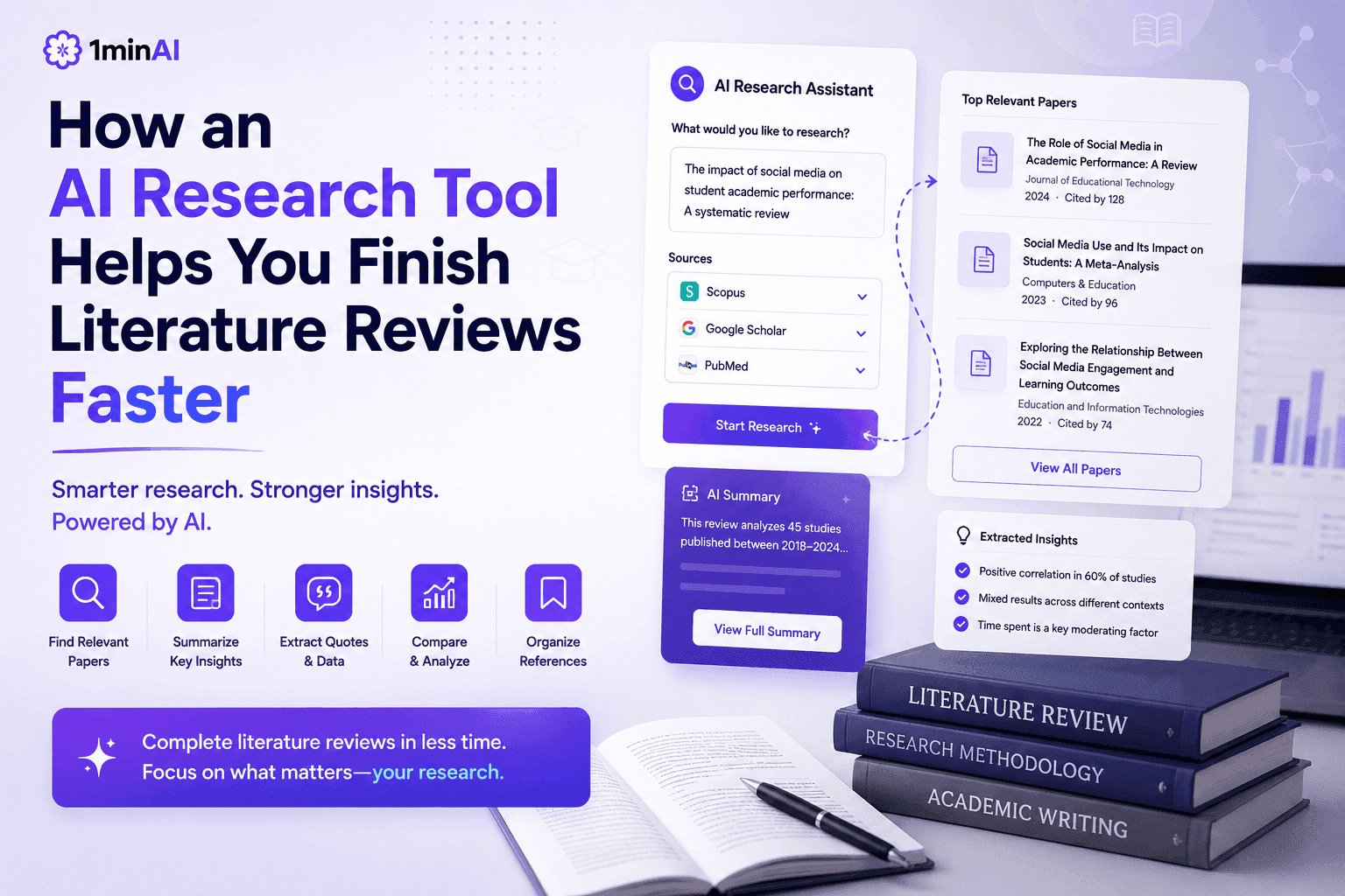 TerminAI graphic showcasing an AI research tool that accelerates literature reviews and academic research.