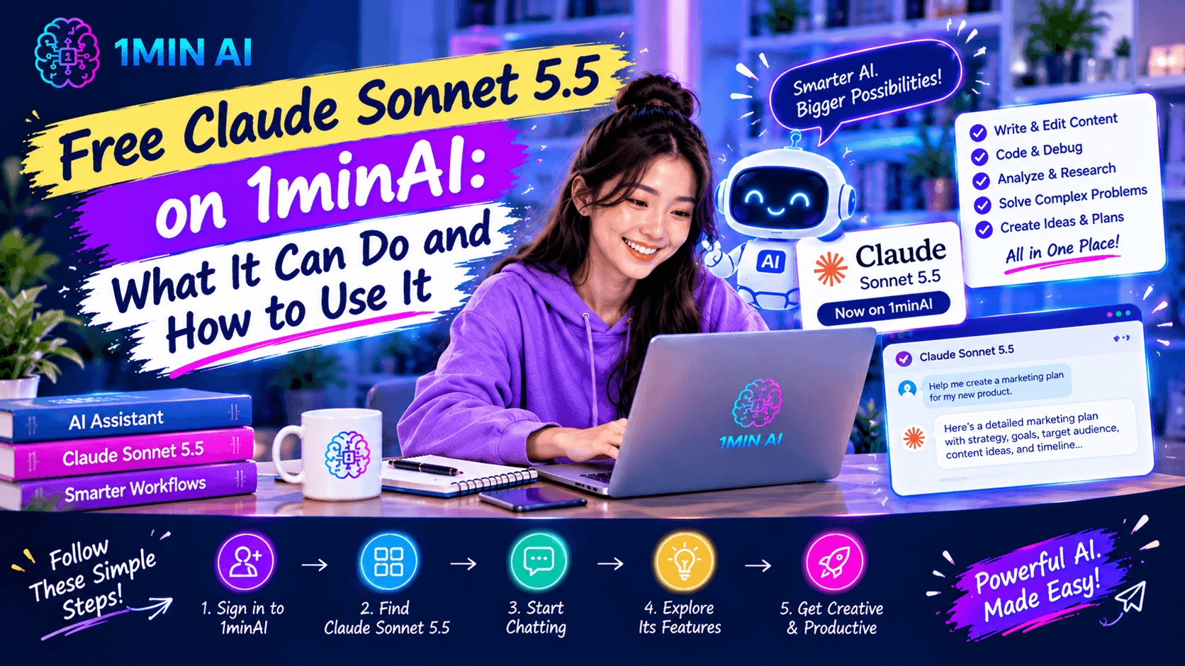 Free Claude Sonnet 5.5 on 1minAI