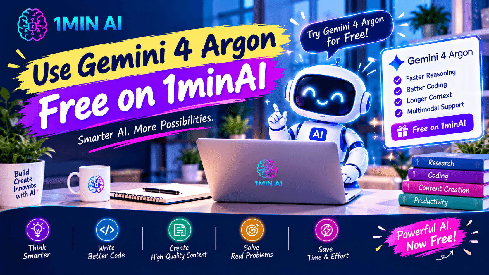 Gemini 4 Argon Free on 1minAI