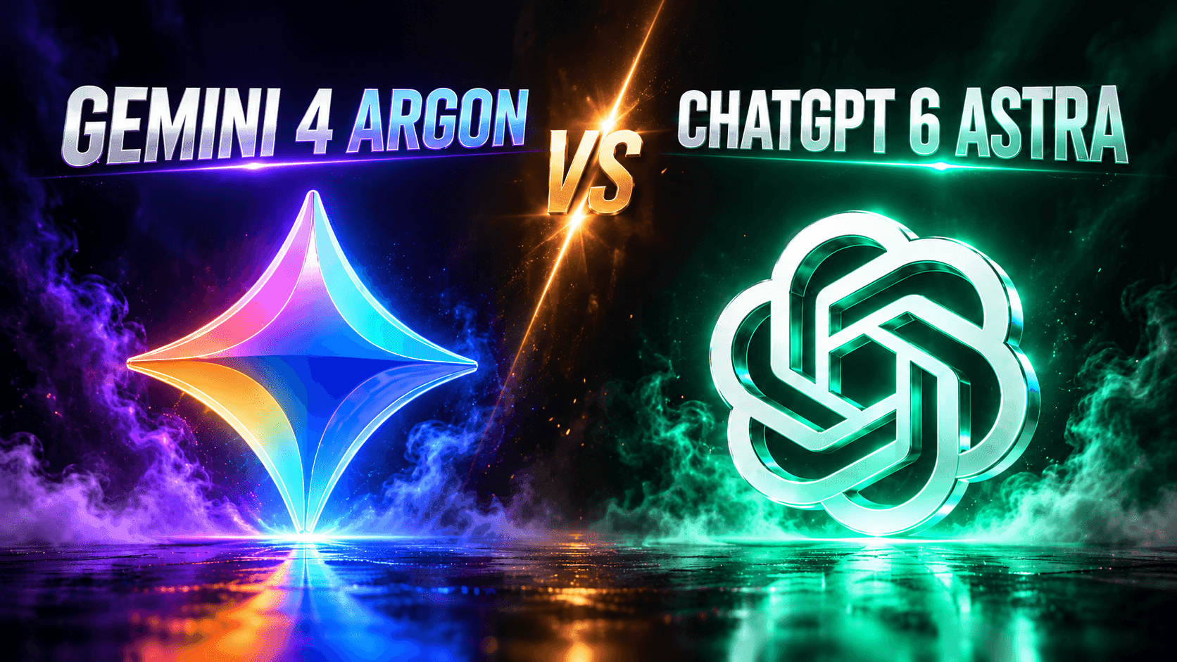 Gemini 4 Argon versus ChatGPT 6 Astra comparison with their respective logos.