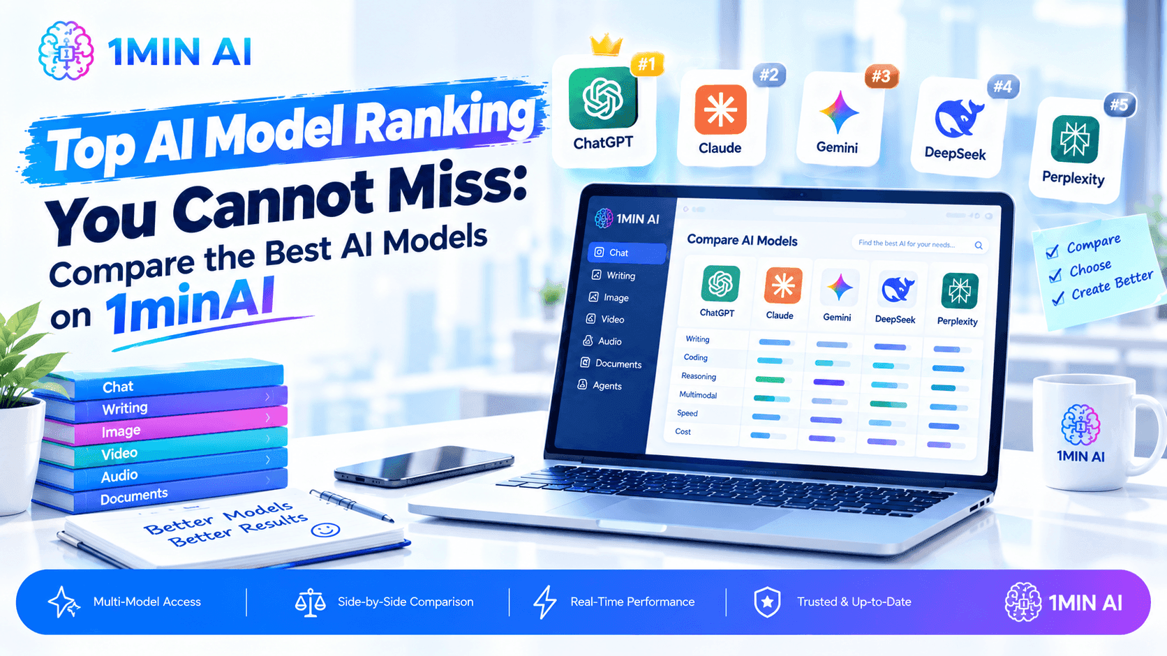 Top AI Model Ranking You Cannot Miss: Compare the Best AI Models on 1minAI