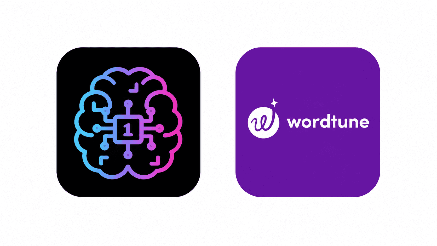 AI brain icon next to the Wordtune logo, representing intelligent writing tools.