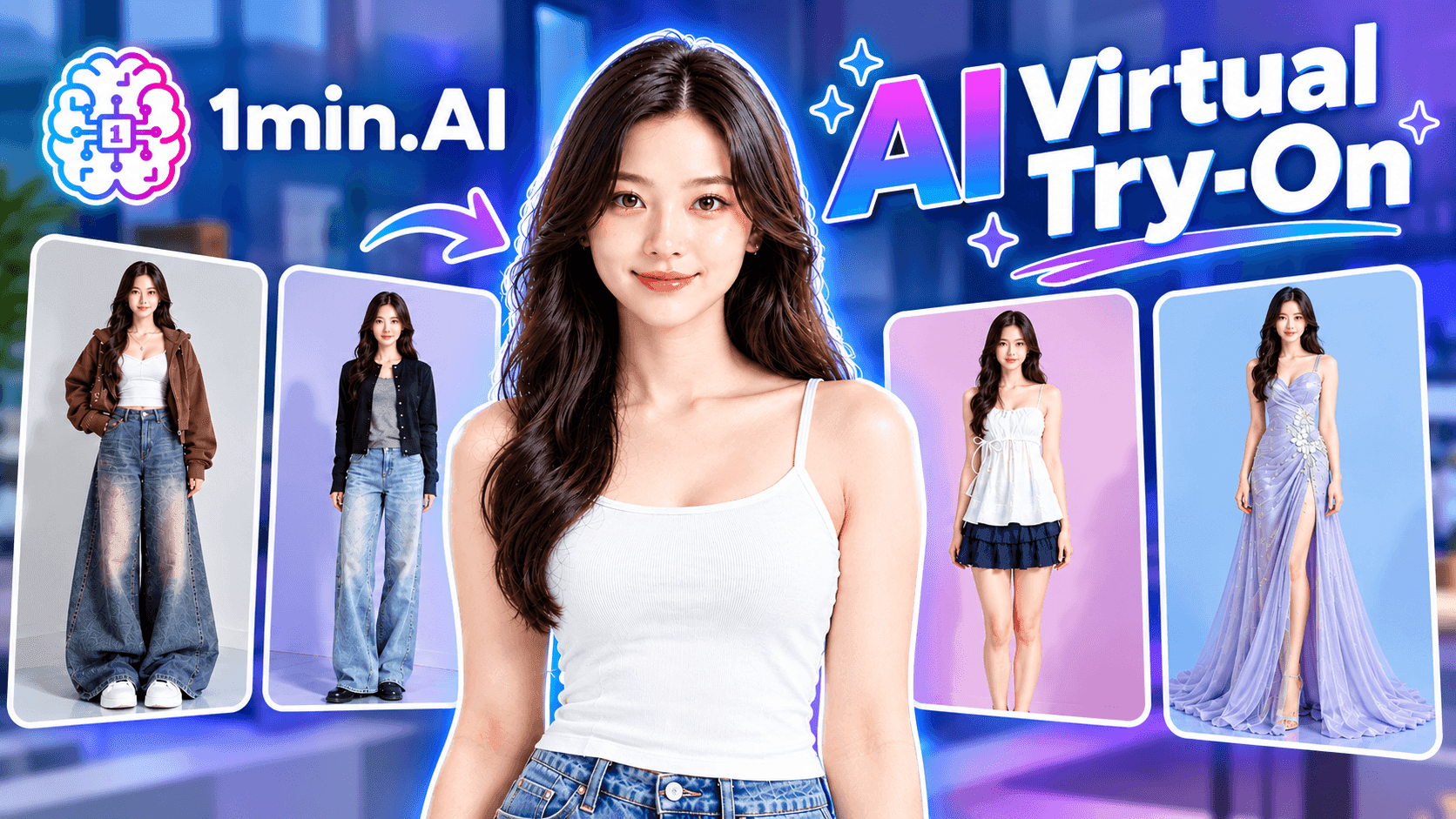 AI virtual try-on showing a shopper visualizing clothes with AI