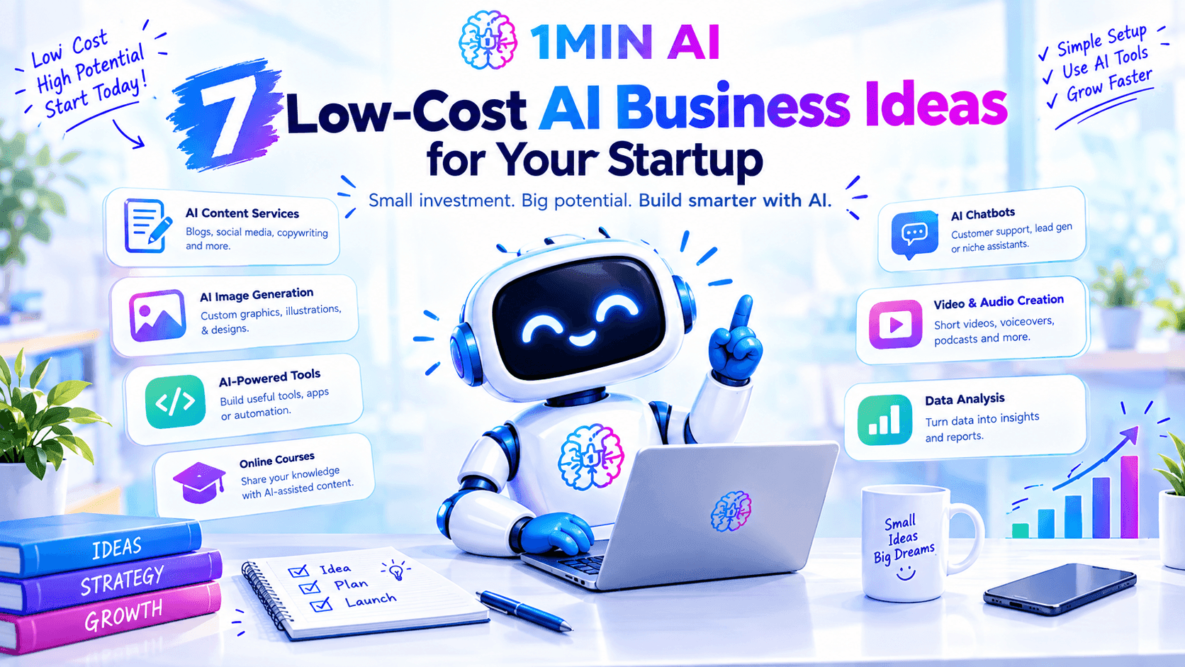 7 Low-Cost AI Business Ideas for Your Startup
