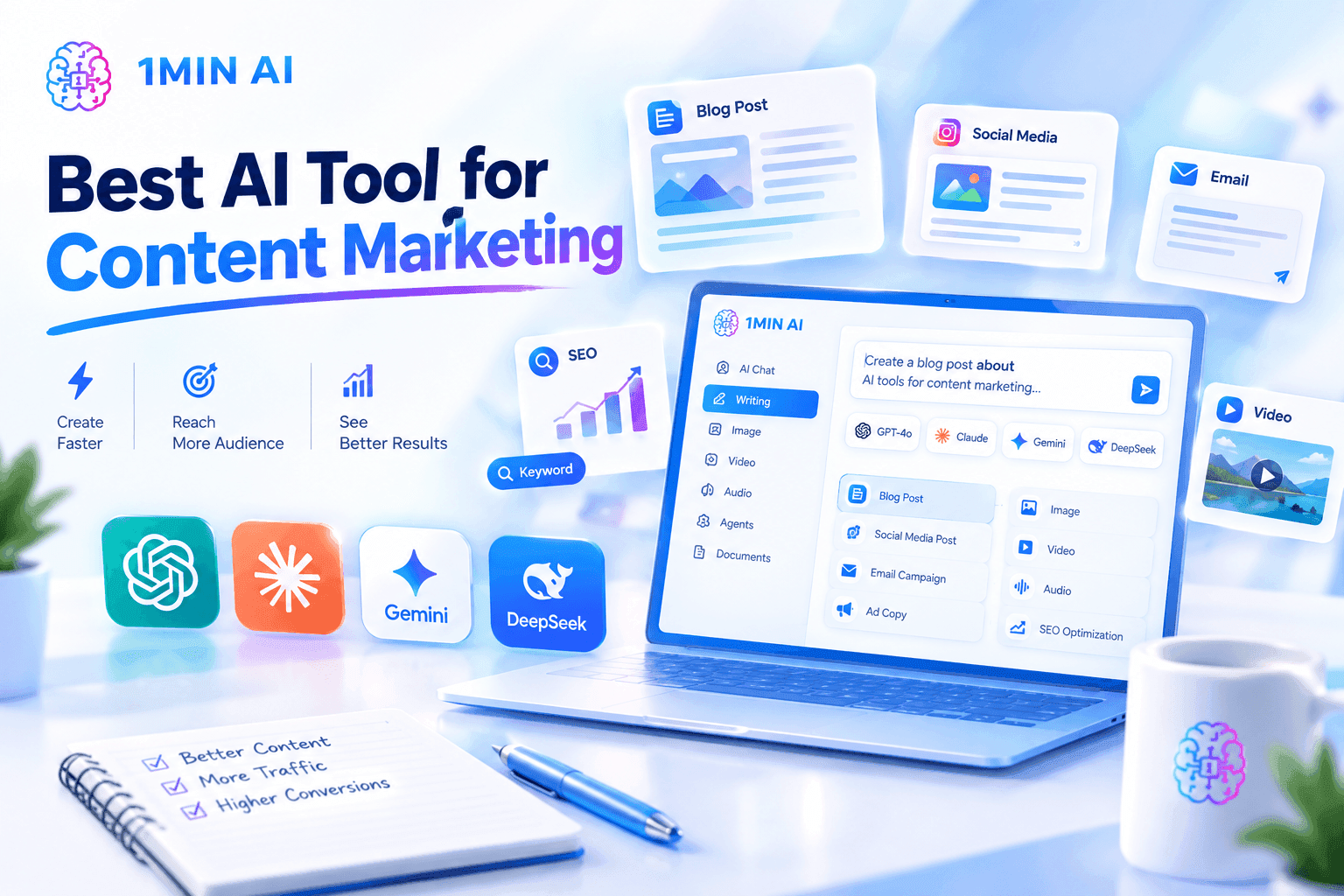 Best AI Tool for Content Marketing |1minAI