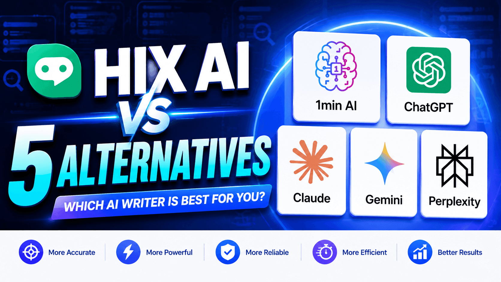 HIX AI alternatives comparison for AI chat, research, writing, image, and video workflows