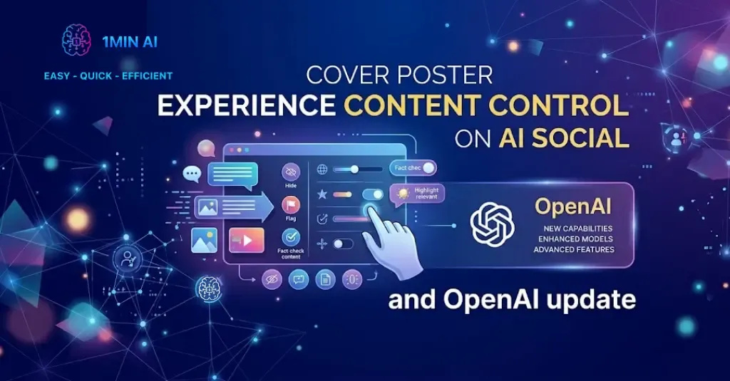 Promotional banner for 1MN AI, featuring content control on AI social and OpenAI.