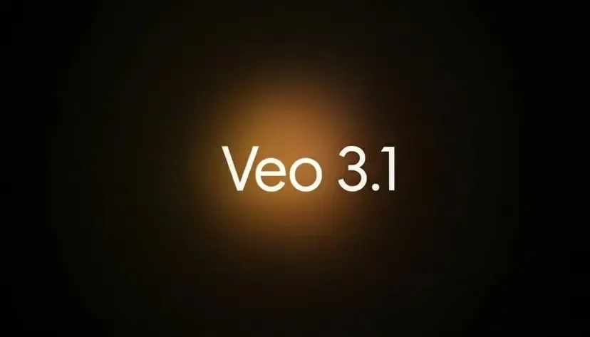 White text 'Veo 3.1' illuminated by an orange glow on a dark background.