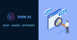 1MIN AI logo, brain icon, illustrating efficient web search for information.