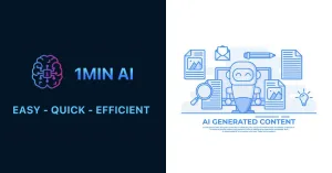 AI system generating content, illustrated by a robot with documents, images, and email.